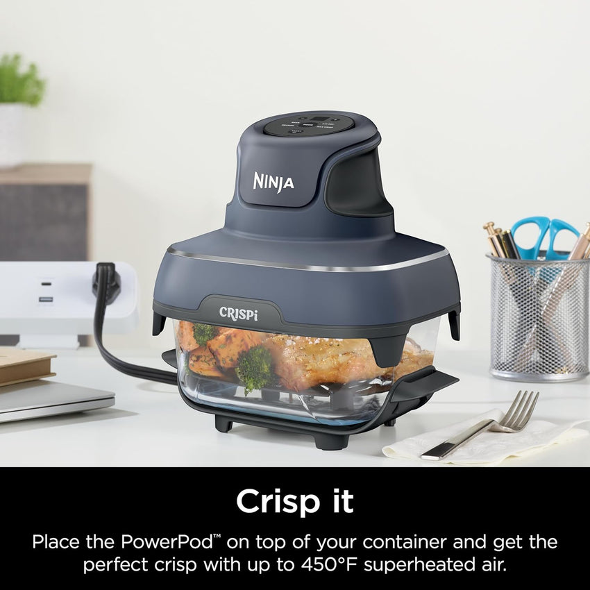Ninja 6 Cup CleanCrisp Glass Container with Leak-Proof Storage lid, Compatible with Ninja Crispi® Portable Cooking System, Microwave, Freezer & Dishwasher Safe, PFAS & PTFE Free Glass, XSKSFN6CUP