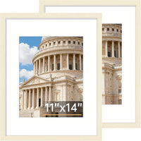 Vittanly 8x10 Picture Frame Set of 2, Solid Wood Frame for Wall or Tabletop, Display Photo 5x7 with Mat or 8x10 without Mat, Natural