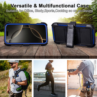 for Phone Case iPhone 16 Pro Max Case Black with Belt Clip Heavy Duty Holster for Shockproof Cases,3 Layers of Sturdy,Military Grade Defender Cover for iPhone 16 Pro Max Cases Black 6.9 Inch
