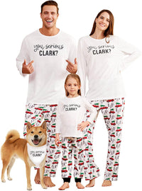 IFFEI Matching Family Pajamas Sets Christmas PJ's Letter Print Top and Plaid Bottom Sleepwear Jammies with Pockets