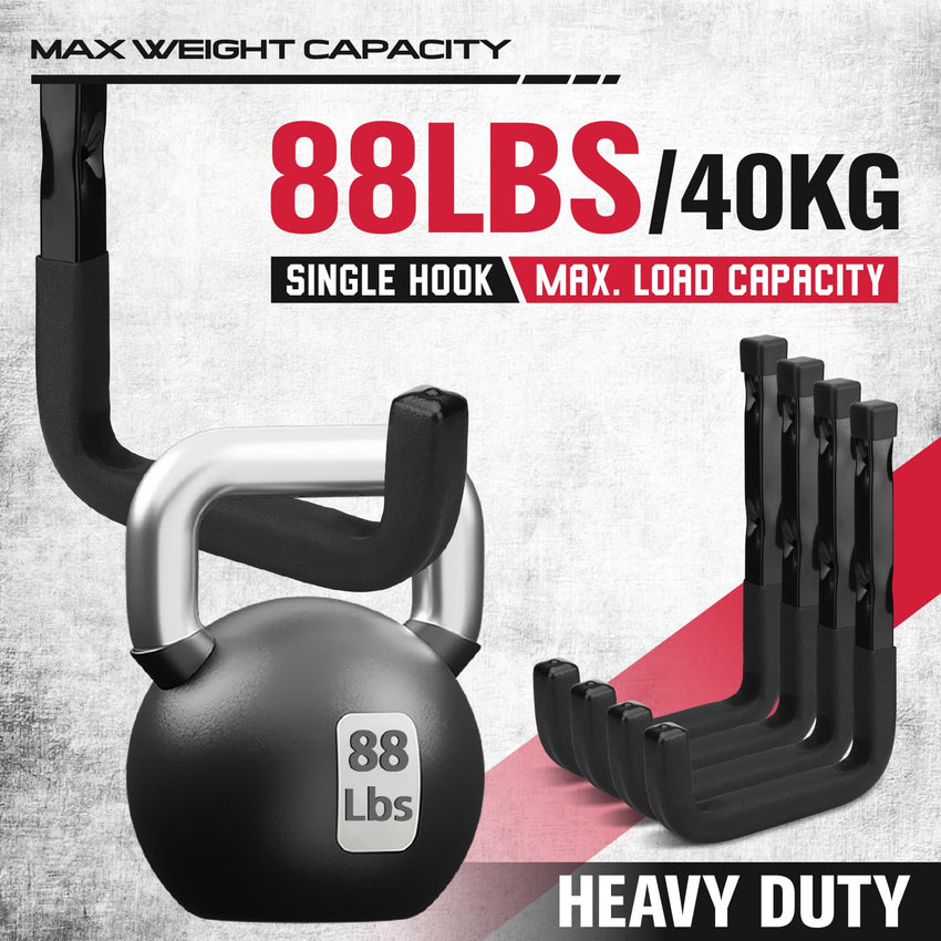 SEDY 6-Piece Heavy Duty Garage Storage Hooks, Wall Mount J Utility Hooks Holds 88 LB, Large Metal Utility, Garage Storage Ladders for Bikes, Garden Tools