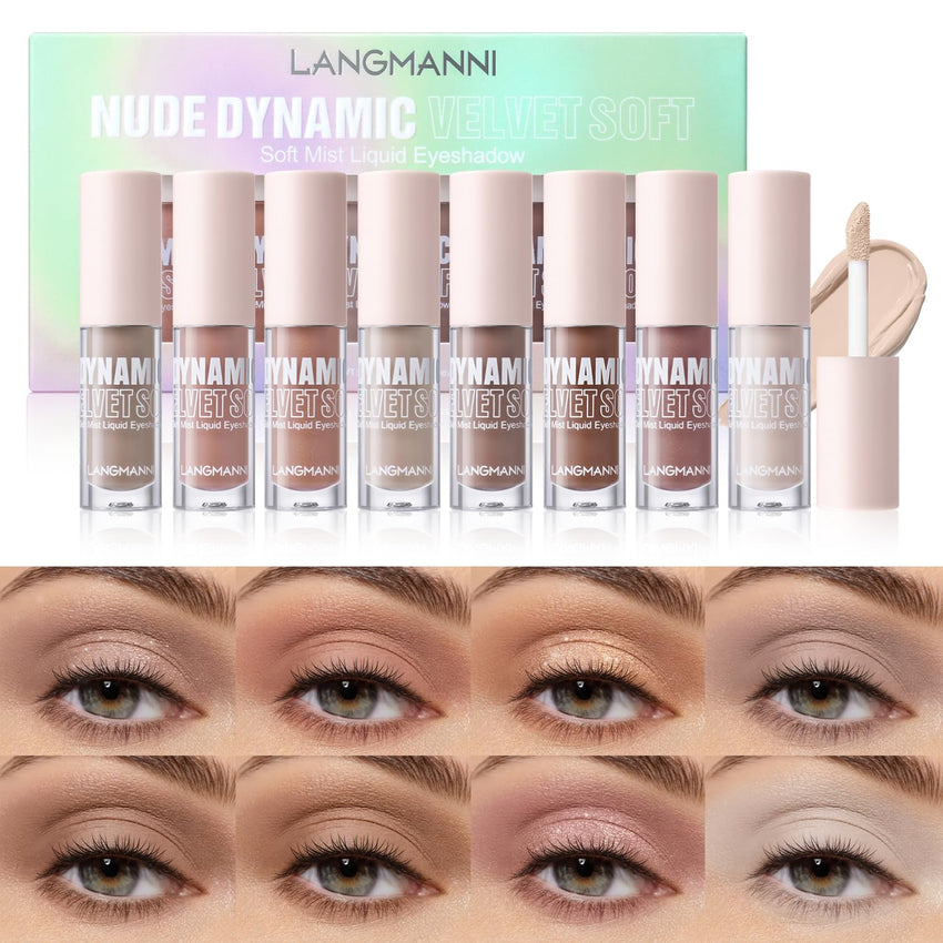 Jolilab 8 Colors Matte Liquid Eyeshadow With Subtle Shimmer Set Waterproof Long-Lasting Neutral Naked Smooth Creamy Eyeshadow Lightweight Gift for Girls and Women