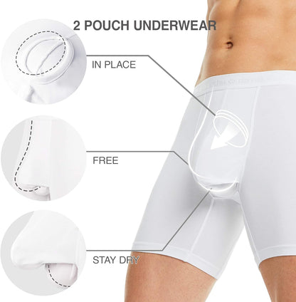 DAVID ARCHY Men's Underwear Ultra Soft Modal Dual Pouch Trunks Ball Pouch Bulge Enhancing Boxer Briefs for Men 3 or 4 Pack