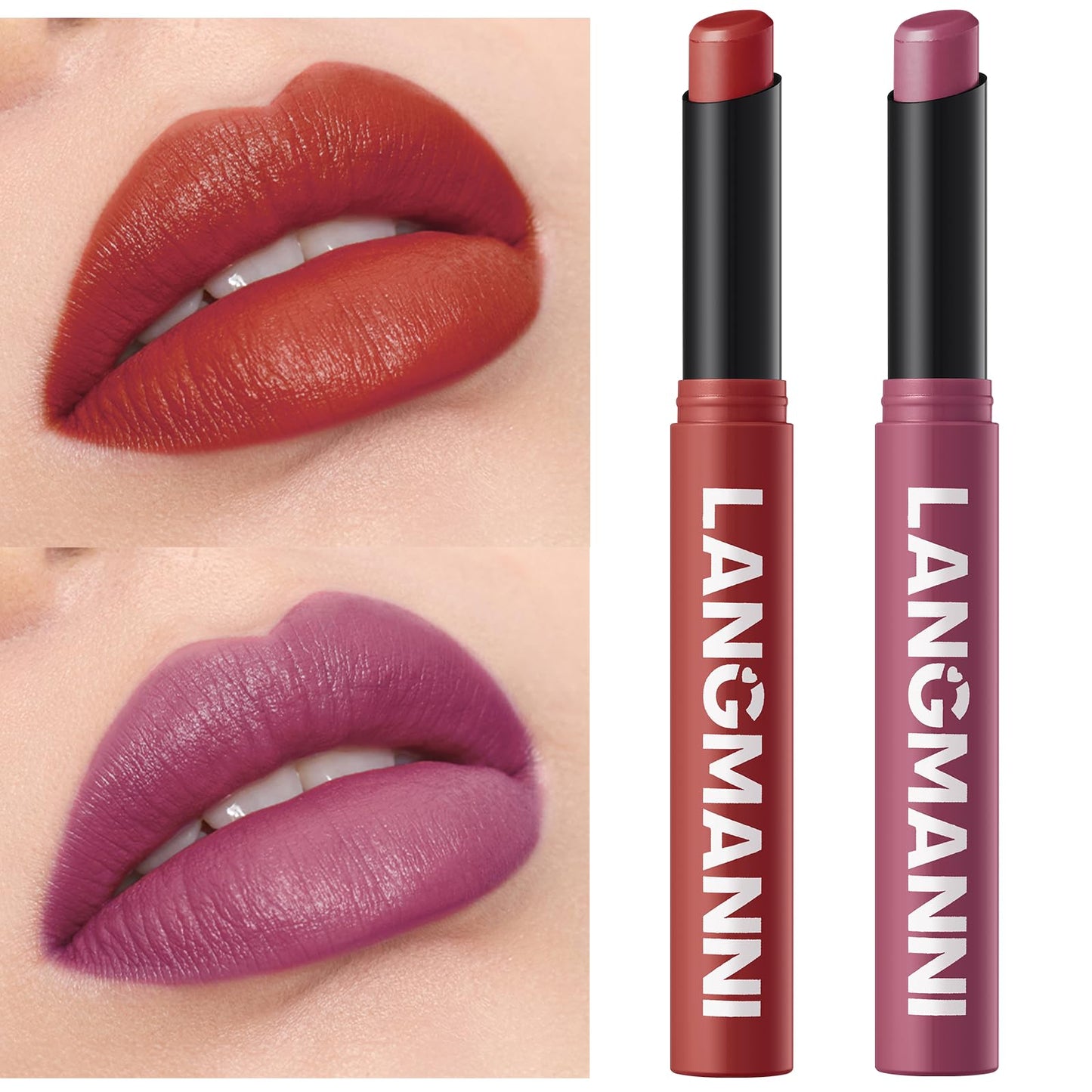 Jolilab 12Pcs Velvet Matte Lipstick Nude Matte Soft Dark Color Stick High Pigmented Long-Lasting Waterproof Lip Stick Lip Balm Beauty Cosmetics Gift for Girls and Women(01#-12#)