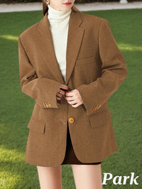 Mina Self 2025 Fall Women's Lightweight Blazer Suit Jacket Single-Breasted Casual Business Loose Fit Outerwear Pockets