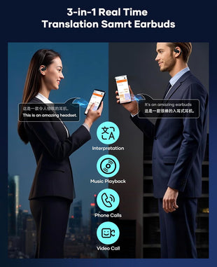 AI Translation Earbuds,Real time Translating Support Voice and Video Call,164 Languages Translator Earbuds with iOS & Android, Bluetooth Translation Headphones Device for Travel Business