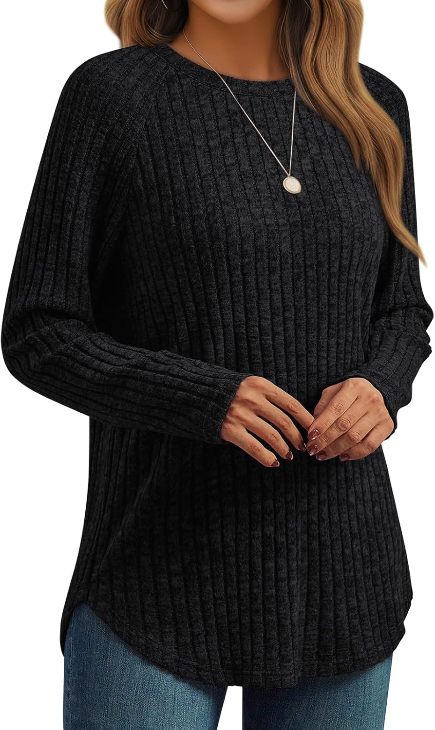 7DAY'S Womens Long Sleeve Shirts Fall Fashion Tops 2025 Crewneck Dressy Sweaters Tunic Winter Clothes Casual Outfits