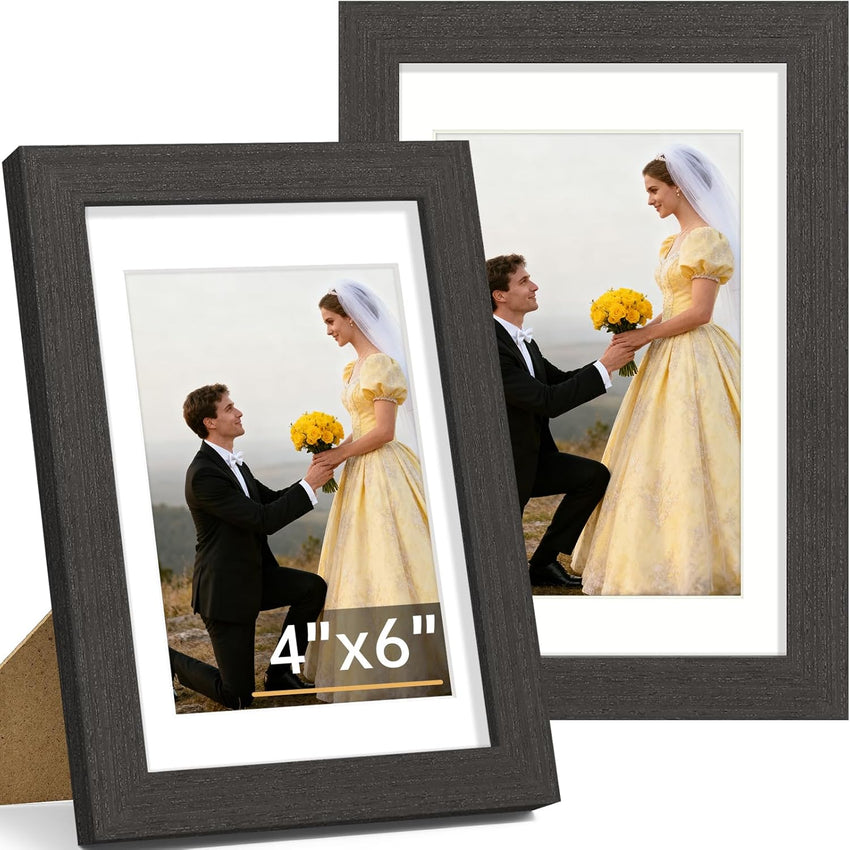 Vittanly 8x10 Picture Frame Set of 2, Solid Wood Frame for Wall or Tabletop, Display Photo 5x7 with Mat or 8x10 without Mat, Natural