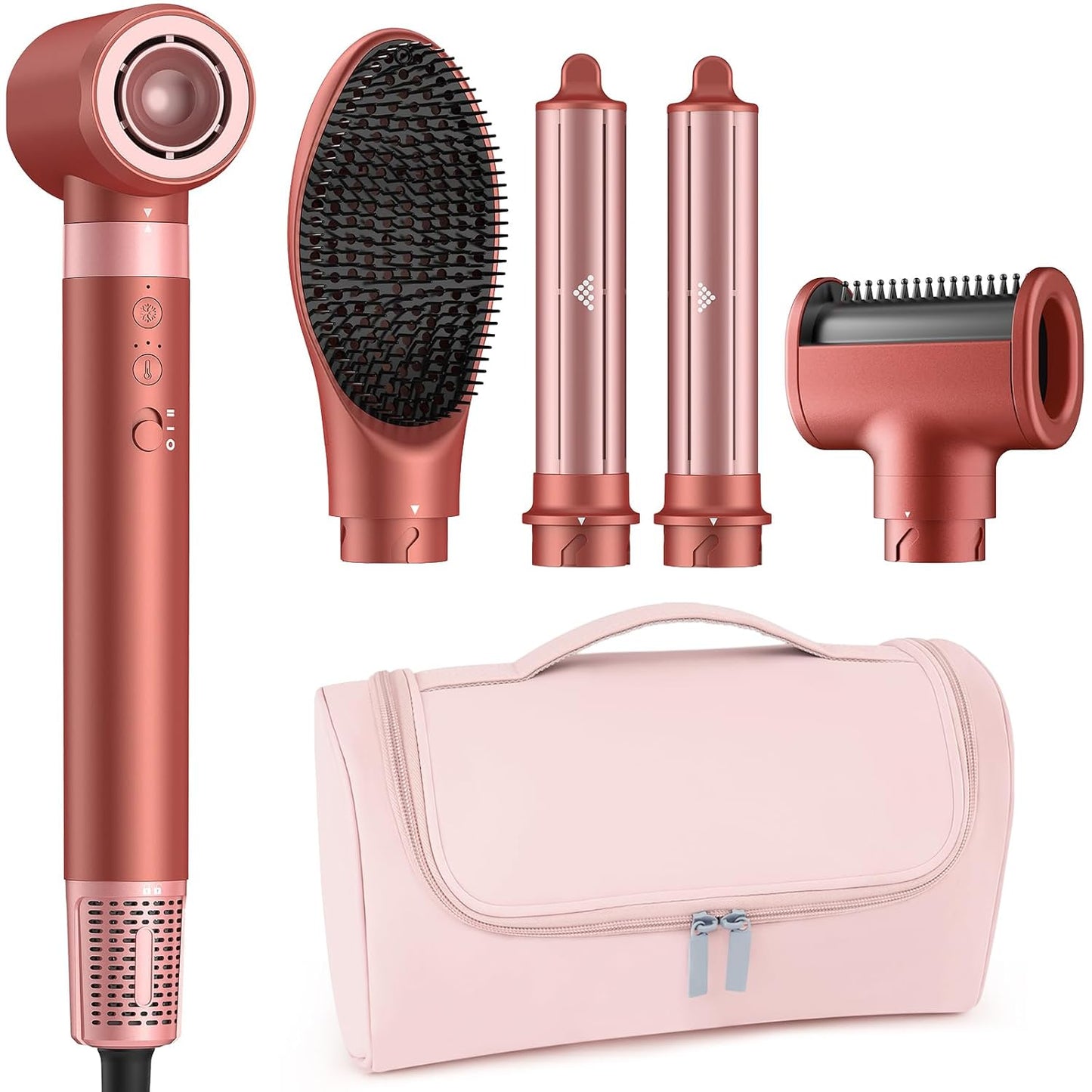 5 in 1 Hot Air Styler Wrap – High-Speed Hair Dryer Brush with Auto Wrap Curlers, Fast Drying & Frizz-Free Styling, No Heat Damage, Volumizing Brush with Travel Bag