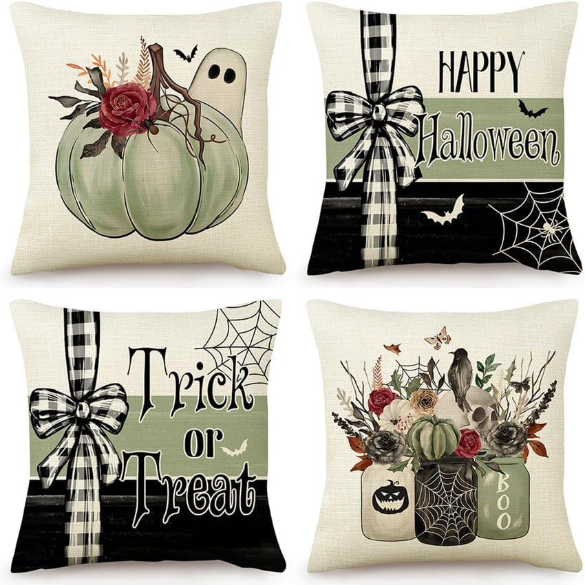 PSDWETS Christmas Pillow Covers 18x18 Set of 4 Christmas Decorations Snowman Deer Tree Winter Holiday Decor Throw Cushion Case for Home Couch