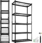 VEVOR Storage Shelving Unit, 5-Tier Adjustable, 2000 lbs Capacity, Heavy Duty Garage Shelves Metal Organizer Wire Rack, Black, 60" L x 24" W x 78" H for Kitchen Pantry Basement Bathroom Laundry Closet