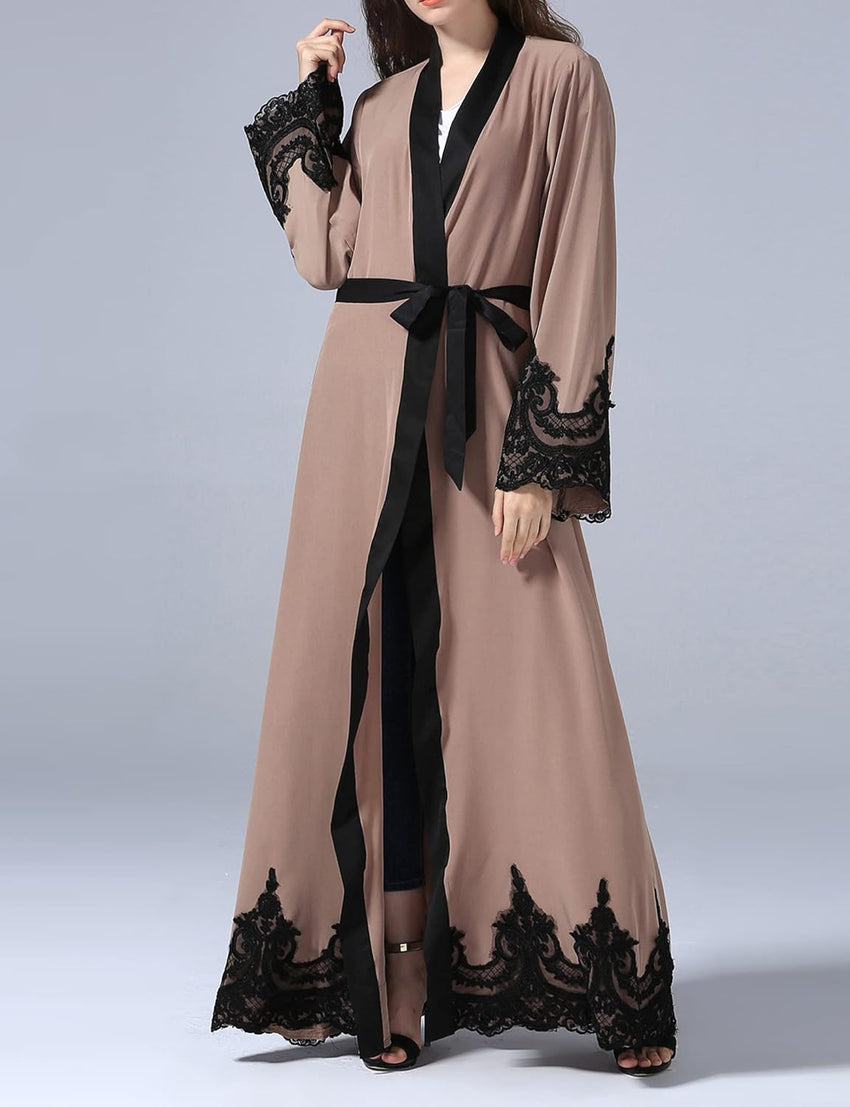 WSPLYSPJY Embroidered Women Open Abaya Muslim Dress Islamic Cardigan Dubai Kaftan Robe
