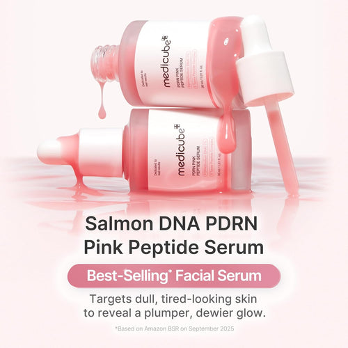medicube PDRN Pink Peptide Serum with Salmon DNA | Pink Glow Serum with Peptides & Niacinamide for Hydration & Firm-Looking Skin | Uneven Tone Care | Korean Skincare, 1.01 fl. Oz