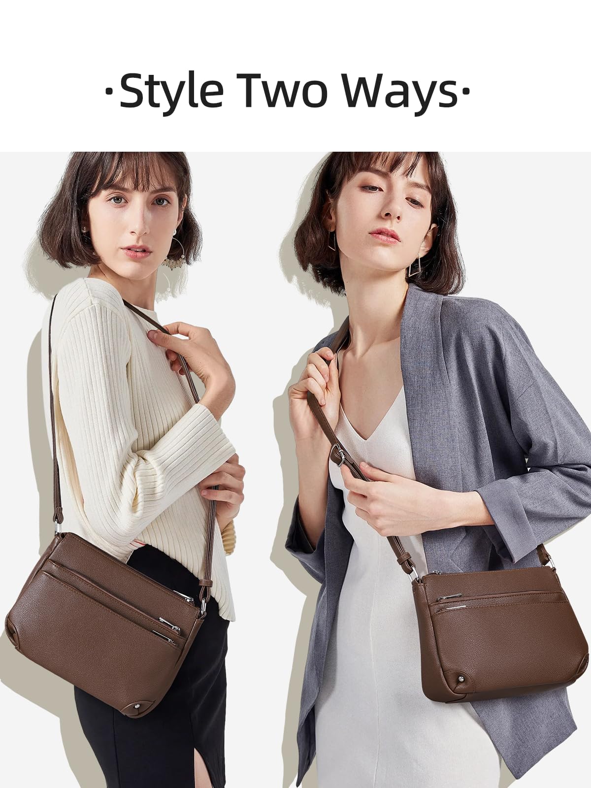 WESTBRONCO Crossbody Bags for Women, Medium Size Shoulder Handbags, Satchel Purse with Multi Zipper Pocket