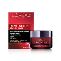 L'Oreal Paris Revitalift Triple Power Anti-Aging Face Moisturizer, Pro Retinol, Hyaluronic Acid & Vitamin C, Reduce Wrinkles 2.55 Oz