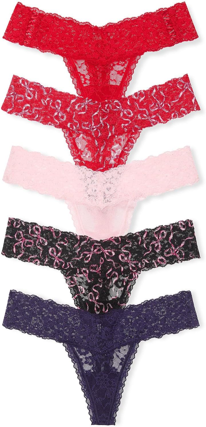 Victoria's Secret Women's Lace Thong Underwear, Panties for Women, Multi Pack (XS-XXL)
