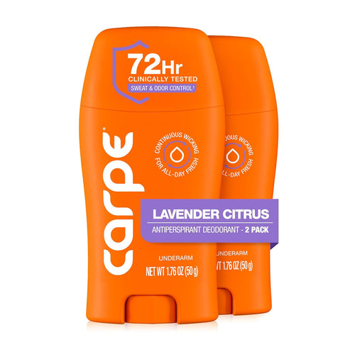 Carpe Underarm Antiperspirant for Women - 72 Hour Sweat & Odor Control - Lavender Deodorant - Clinical Deodorant for Women - Lavender Citrus - 2 Pack