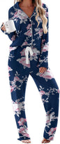 Ekouaer Women's Pajamas Long Sleeve Sleepwear Casual Button Down Loungewear Soft Pjs Set S-XXL