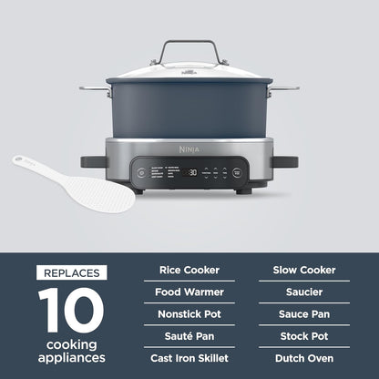Ninja MC1101 Foodi Everyday Possible Cooker Pro, 8-in-1 Versatility, One-Pot Faster Cooking Replaces 10 Tools, Family-Sized Capacity with Adjustable Temp Control, 6.5 quarts, Midnight Blue
