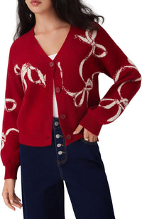 CIDER Fall Cardigan Sweaters for Women Trendy Bow Cardigan Long Sleeve Open Front Button Down Sweater Fall Fashion