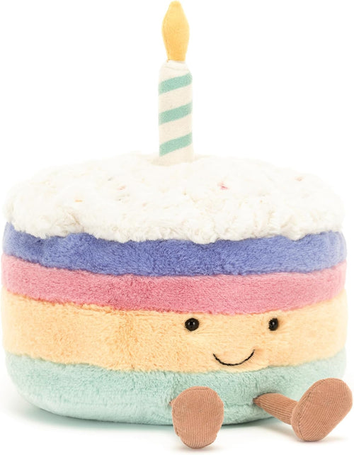 Jellycat Amuseables Rainbow Birthday Cake Stuffed Toy, Large 10 inches - Dessert Plush - Birthday Gift
