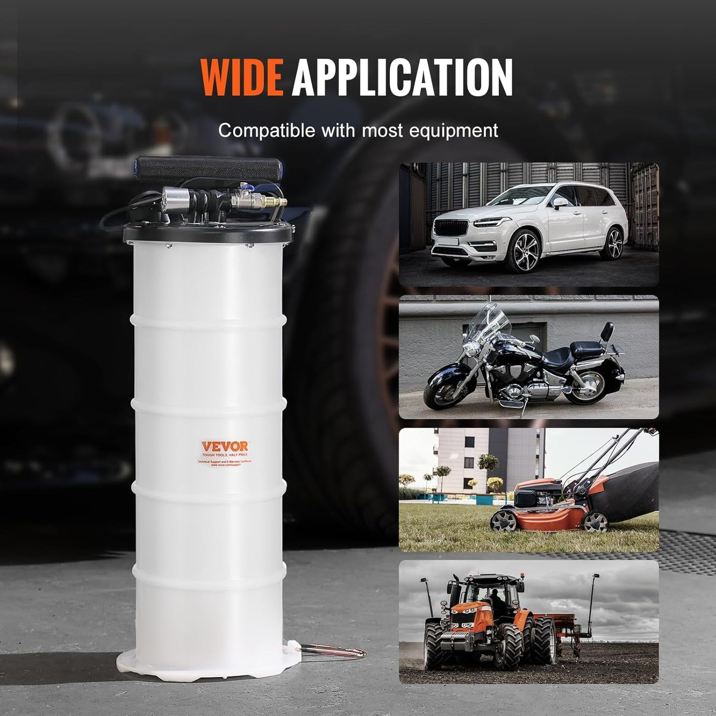 VEVOR 6.5L Pneumatic/Manual Oil Extractor Pump, Fluid Extractor Pump for Automotive Fluids Vacuum Evacuation, Oil Change & Fluid Change Tool with Dipstick and Suction Hose