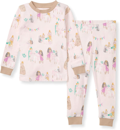 Burt's Bees Baby Girls' Pajamas, 2-Piece Long Sleeve Tee and Pants Organic Cotton PJ Set