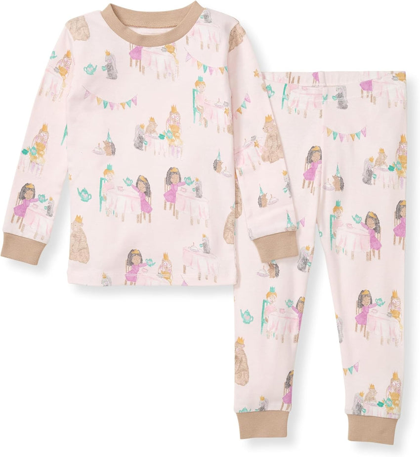 Burt's Bees Baby Girls' Pajamas, 2-Piece Long Sleeve Tee and Pants Organic Cotton PJ Set
