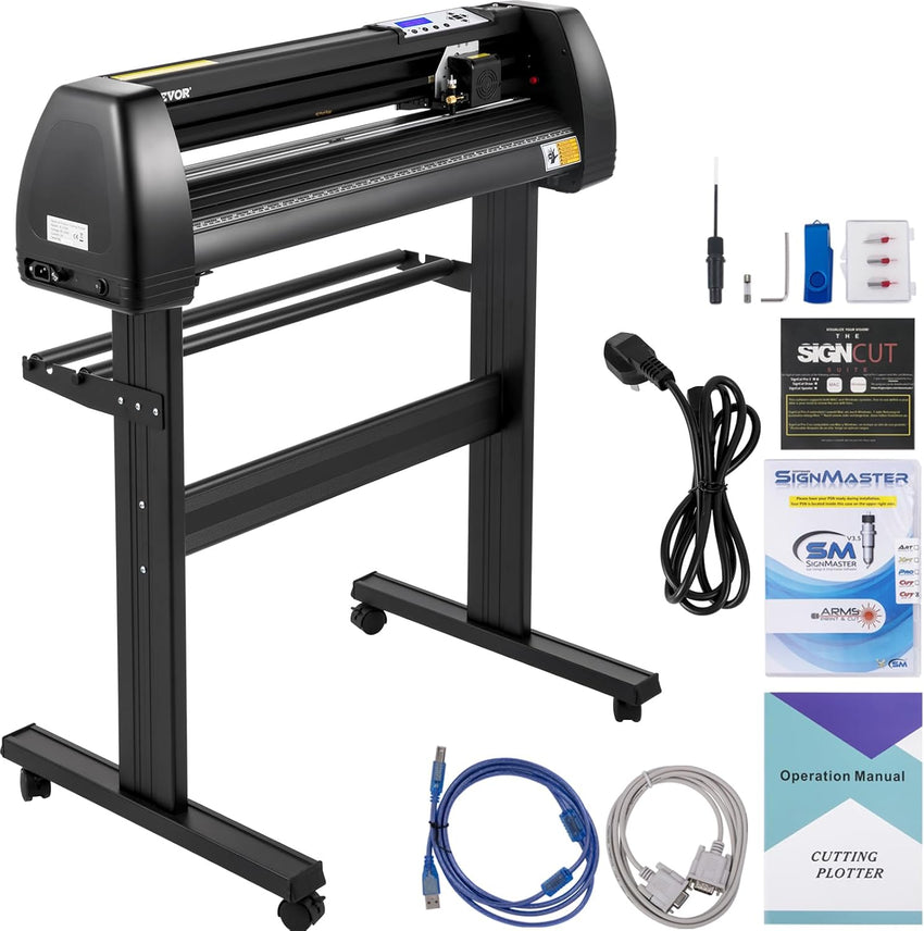 VEVOR 34inches Vinyl Cutter Machine, Bluetooth Cutting Plotter Machine, 400in/10m Accuracy Steel Roller Shaft Adjustable Speed Force, SignMaster Tool Kit for Sign Making Windows & Mobile