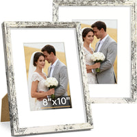 Vittanly 8x10 Picture Frame Set of 2, Solid Wood Frame for Wall or Tabletop, Display Photo 5x7 with Mat or 8x10 without Mat, Natural