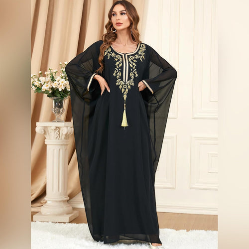 Embroidered Abaya Kaftans for Women Modern Elegant Dubai Moroccan Dubai Kaftan Dresses Abaya for Women Muslim Dress