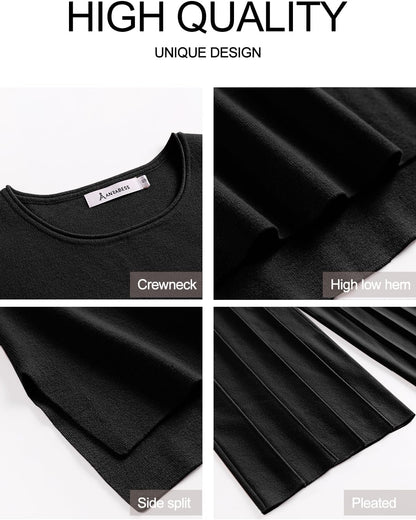 ANRABESS Women 2 Piece Lounge Sets Summer Casual Knit Sweater Vest Pant Set Beach Vacation Airport Clothes 2025 Fall Outfits