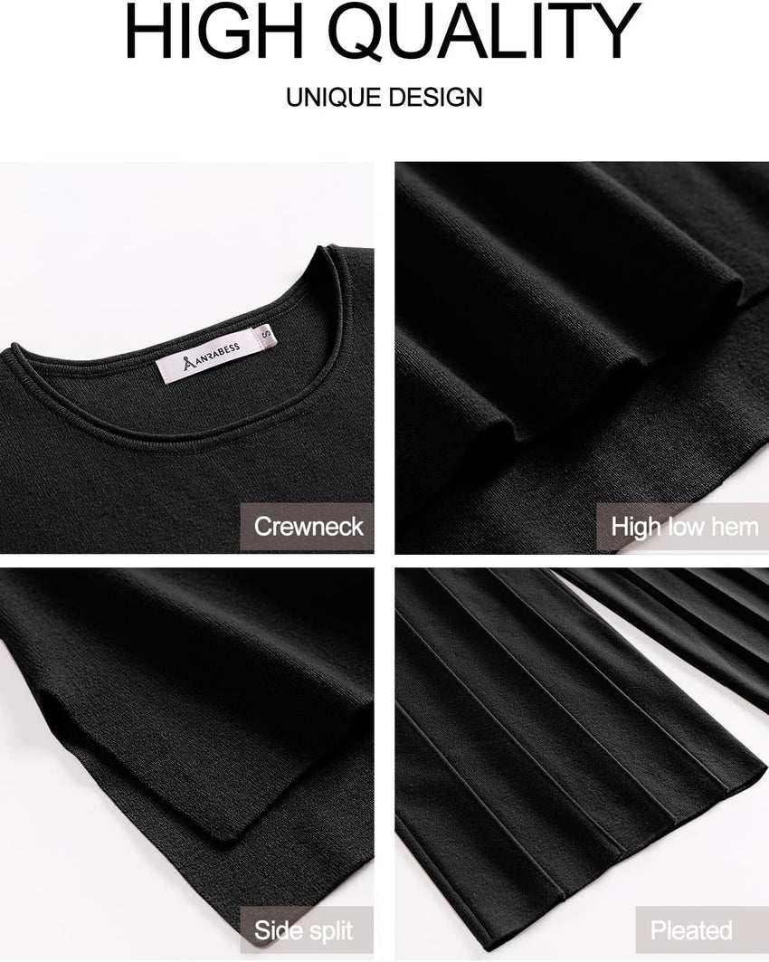 ANRABESS Women 2 Piece Lounge Sets Summer Casual Knit Sweater Vest Pant Set Beach Vacation Airport Clothes 2025 Fall Outfits