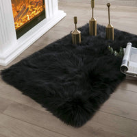 Ashler Faux Fur Rug, Dark Blue Area Rugs, Fluffy Sheepskin Fur Rug, Fuzzy Ultra Soft 2 x 6 Ft Rugs, Machine Washable Shag Rug, Nursery Throw Rugs for Bed, Living, Kids Room
