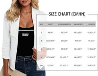 Mina Self 2025 Fall Women's 3/4 Ruched Sleeve Blazer - Cropped Open Front Shawl Collar Casual Light Office Work Jacket