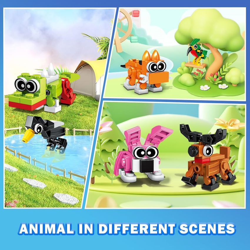 HOGOKIDS 60 Kinds Party Favors for Kids, 20 Pack 3-in-1 Animals Building Block Toy Sets for Goodie Bags Stocking Stuffer Classroom Prizes Birthday Christmas Easter Gifts for Boys Girls Ages 6-12+