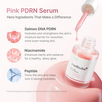 medicube PDRN Pink Peptide Serum with Salmon DNA | Pink Glow Serum with Peptides & Niacinamide for Hydration & Firm-Looking Skin | Uneven Tone Care | Korean Skincare, 1.01 fl. Oz