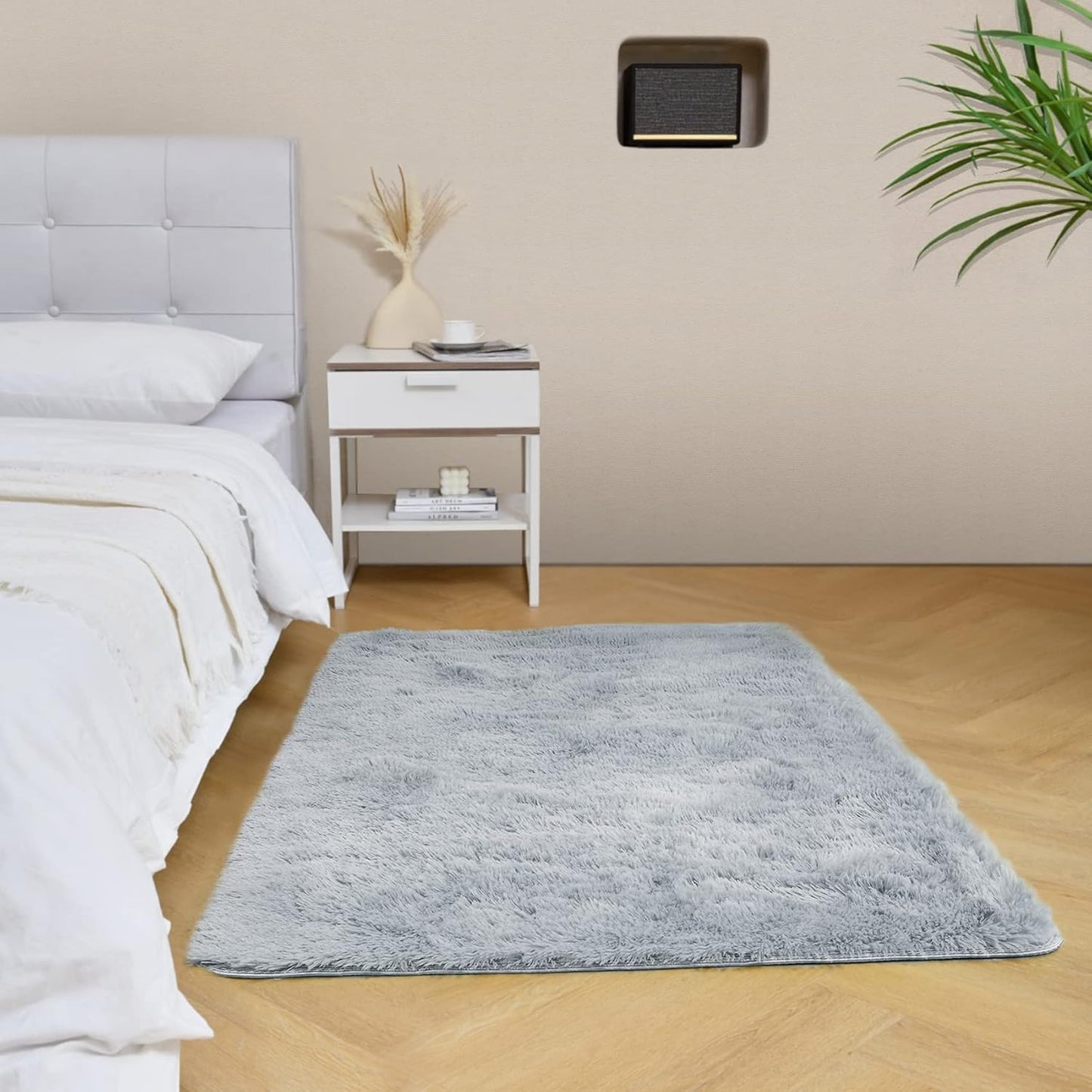 duduta Navy Blue Fluffy Plush Runner Rugs 2x6 ft Tie Dye Rectangle Shag Rug for Bedroom Dorm Living Room Kids Room, Machine Washable Anti-Slip