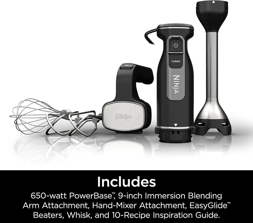 Ninja CI100C Foodi Power Mixer System Immersion Blender and HandMixer Combo, Black