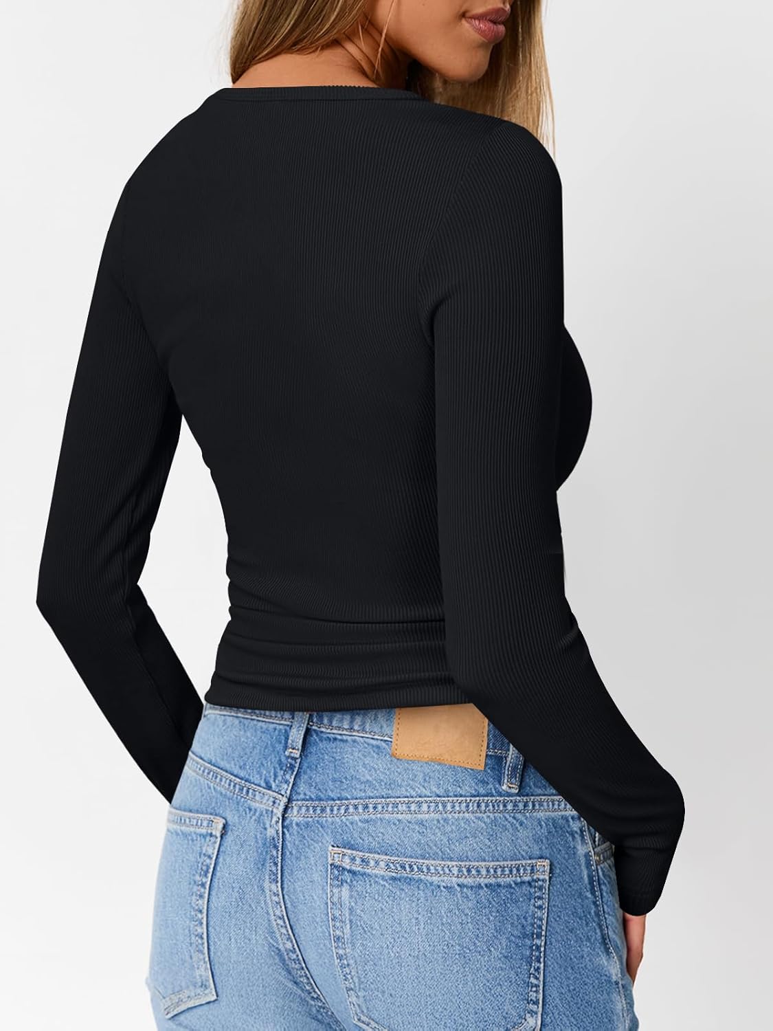7DAY'S Queen Womens Long Sleeve Shirts 2025 Henley Casual Fall Outfits Fitted Tops Ribbed Fashion Basic Tees