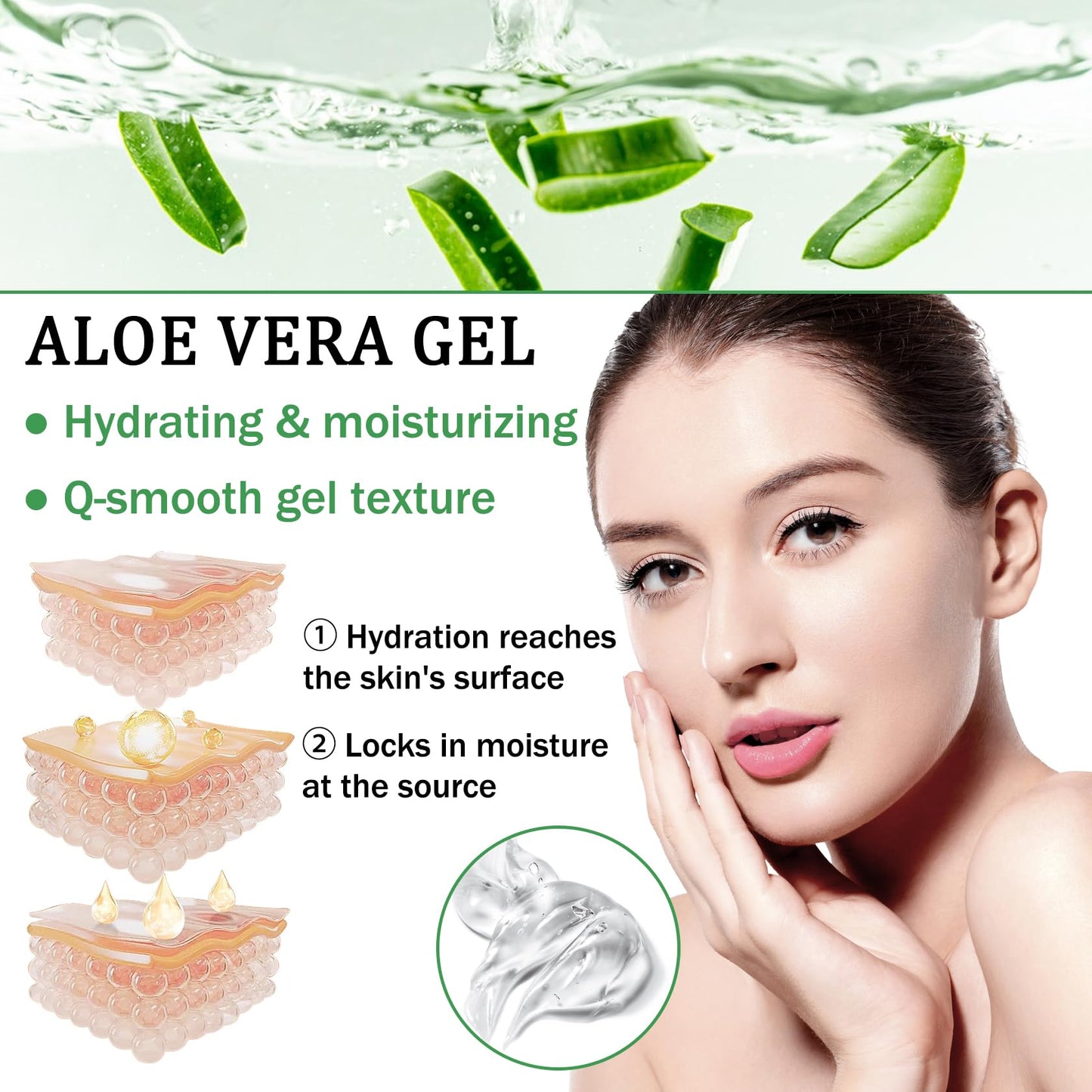 LZYLLS Aloe Vera Gel for Face and Body,Hydrating Organic Aloe Vera Gel,Cooling Body Cream for After Sun Skincare,Non-Sticky Face Moisturizer, 9.15 Fl Oz