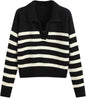 CIDER Women’s Polo Sweater Striped Collared Lightweight Long Sleeve V Neck Pullover Fall Sweater Tops 2025