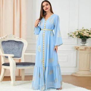 ODIZLI Abaya Dress for Women Dubai Sadui Bead Moroccan Kaftan Fancy Eid Dress