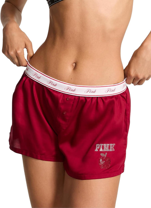Victoria's Secret Women's Sleep Boxer Short, Red Lacquer, XL