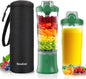 Portable Blender Personal Juicer for Shakes and Smoothies - 20 OZ Electric Protein Shaker Bottle with Insulated Sleeve, Travel Lid, USB-C Rechargeable - Mini Small Blender Cup for Kitchen, Office, Gym