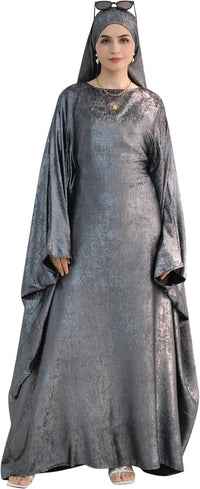 Luxury Dubai Style Abaya and Hijab Set, Breathable Modest Prayer Dress with Belt Loose Fit Muslim Robe