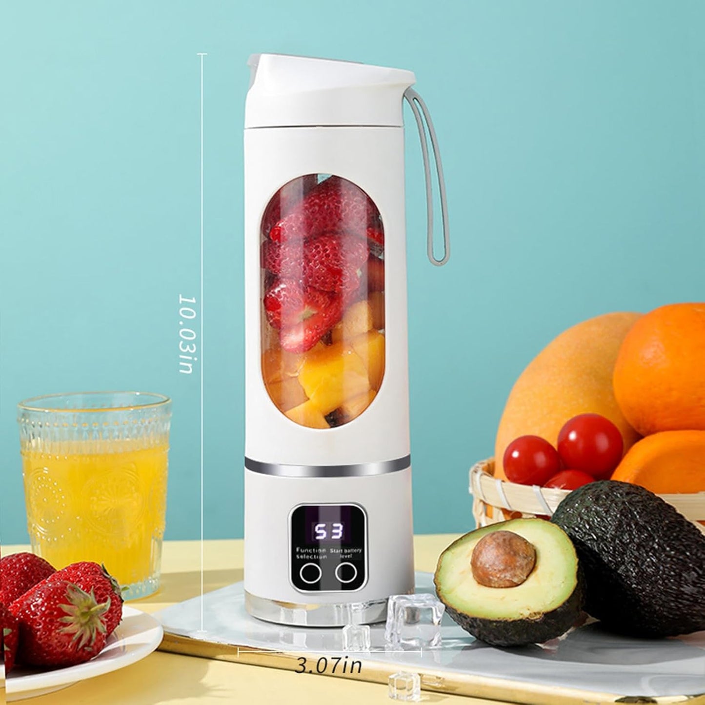 Digital Multimode Juicer Blender, Portable Blender Personal Electric,500ml Portable Juicer For Shakes And Smoothies, Best For Home & Travel (2PCS White Army Green)
