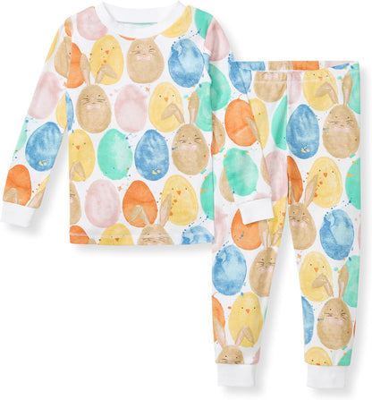 Burt's Bees Baby Girls' Pajamas, 2-Piece Long Sleeve Tee and Pants Organic Cotton PJ Set