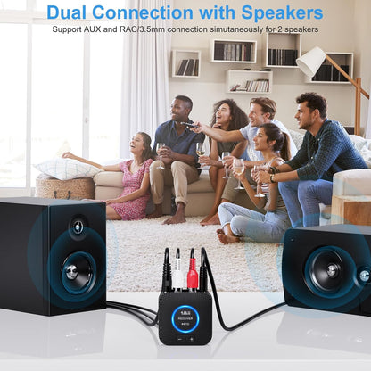 1Mii 2.4GHz Wireless Audio Transmitter Receiver Set for TV, 260Ft/80M Long Range 25ms Low Latency with AUX RCA in/Out,Wireless Audio Adapter for TV PC Powered Speaker Amplifier Soundbar