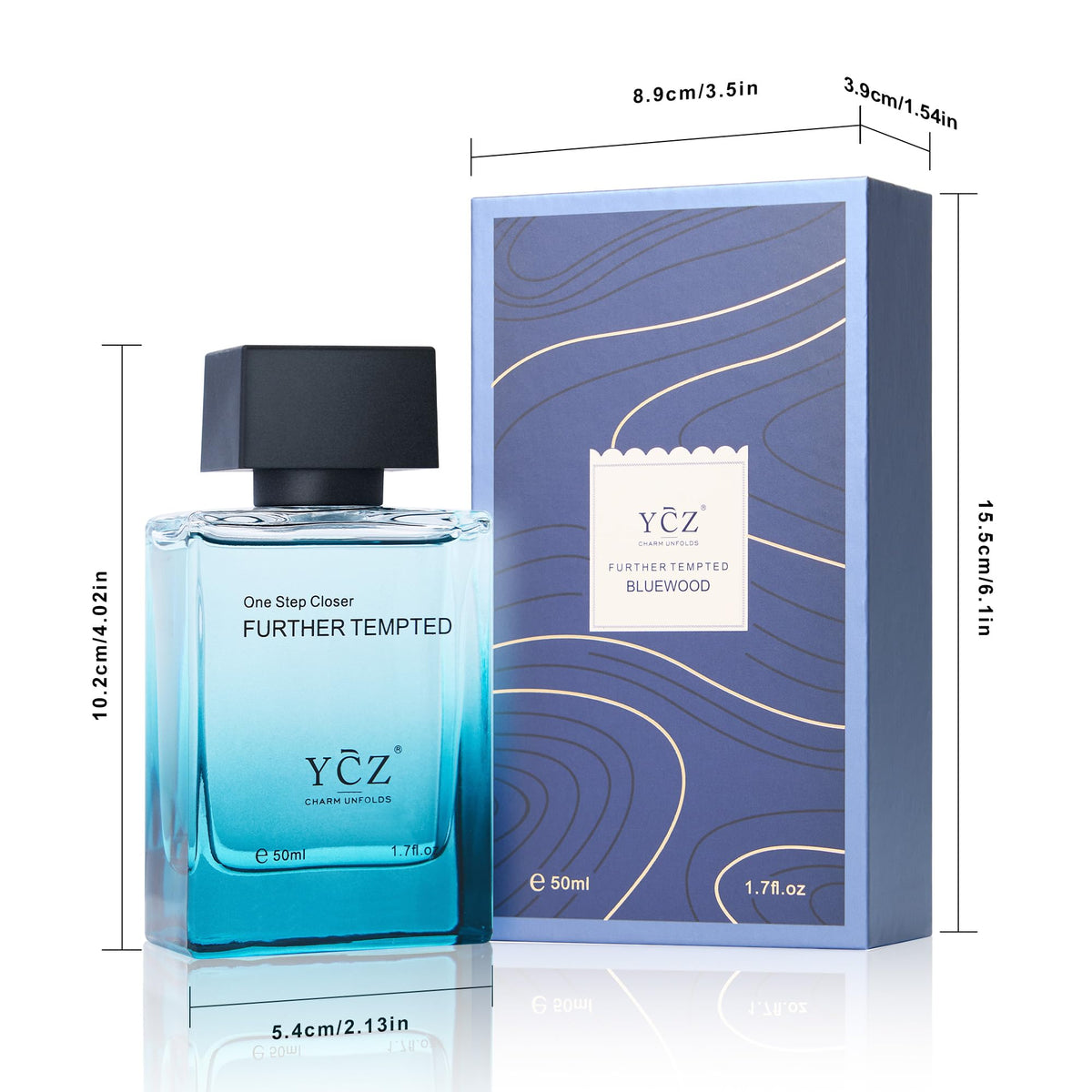 Ycz Midnight Marine Eau de Parfum for Men, 1.7 Fl Oz (50 mL), Long-Lasting Cologne, Fresh Marine & Woody Fragrance with Grapefruit, Ginger and Cedar Notes for Daily Wear, Date Night and Gifts